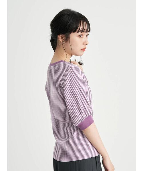 earth music&ecology（アースミュージックアンドエコロジー）の「マルチボーダーカットプルオーバー ＊（Tシャツ/カットソー・レディース・パープル/ブラック/サックスブルー・FREE）」の20枚目の写真