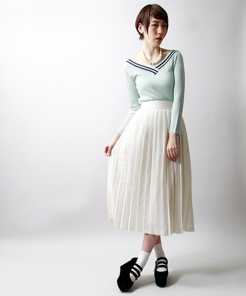 WEGO（ウィゴー）の「WEGO/プリーツマキシスカート（スカート・レディース・ホワイト/グレー/ネイビー・FREE）」の2枚目の写真