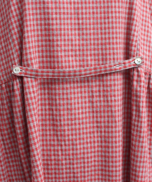 chambre de charme（シャンブルドゥシャーム）の「cdc コットン/リネンギンガム　ゆったりワンピース（ワンピース・レディース・レッド/ブラック/ブルー・FREE）」の16枚目の写真