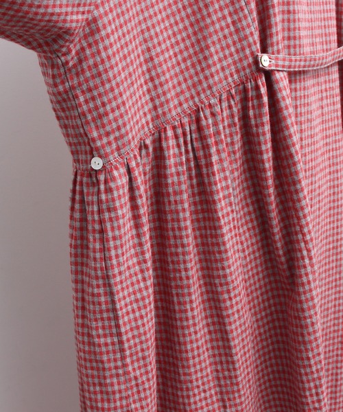 chambre de charme（シャンブルドゥシャーム）の「cdc コットン/リネンギンガム　ゆったりワンピース（ワンピース・レディース・レッド/ブラック/ブルー・FREE）」の17枚目の写真