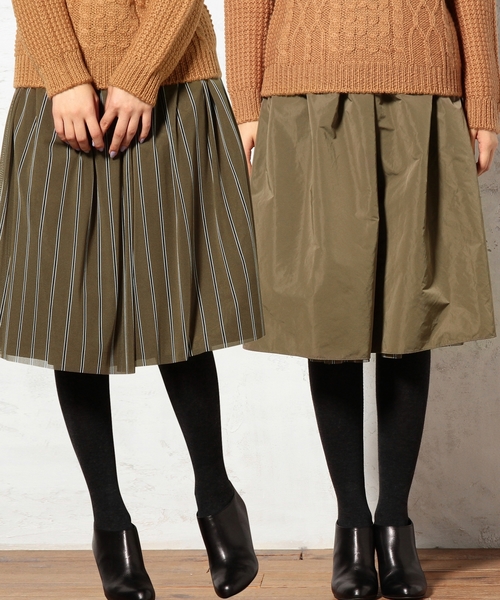 green label relaxing（グリーンレーベルリラクシング）の「monableレジメチュールリバーシブル スカート（スカート・レディース・オリーブ/ネイビー・38/36）」の2枚目の写真