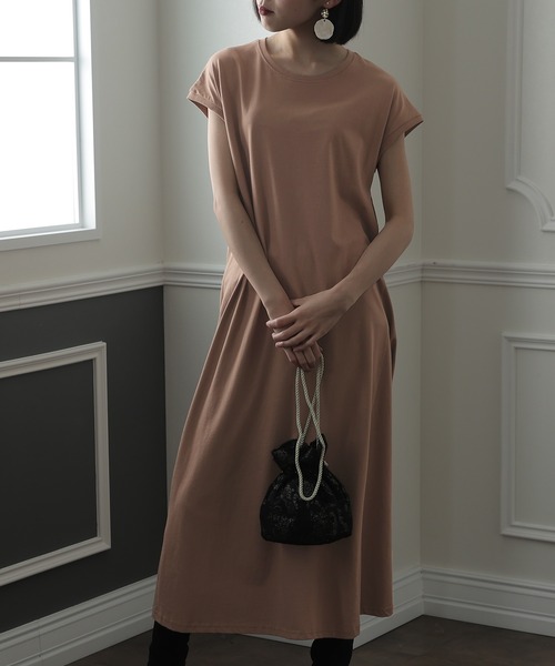 Aラインフレンチスリーブワンピース（ワンピース）｜ElegChic