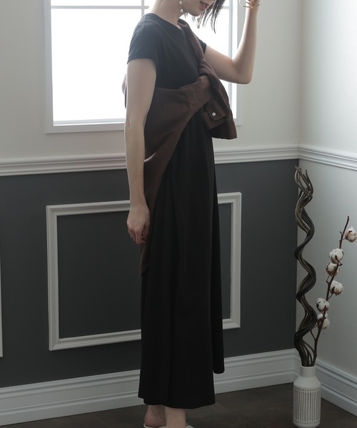 ElegChic(エレグシック)の「Aライン フレンチスリーブワンピース(ワンピース・レディース・ブラウン/グレイッシュベージュ/ブラック・M/4L/XL)」の17枚目の写真