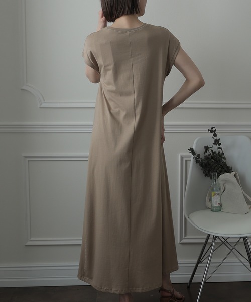 ElegChic(エレグシック)の「Aライン フレンチスリーブワンピース(ワンピース・レディース・ブラウン/グレイッシュベージュ/ブラック・M/4L/XL)」の8枚目の写真
