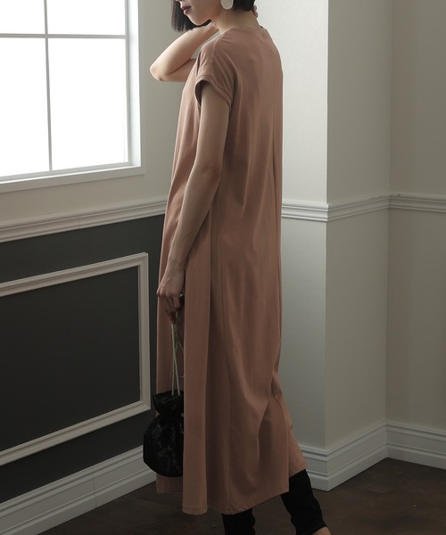 ElegChic(エレグシック)の「Aライン フレンチスリーブワンピース(ワンピース・レディース・ブラウン/グレイッシュベージュ/ブラック・M/4L/XL)」の18枚目の写真