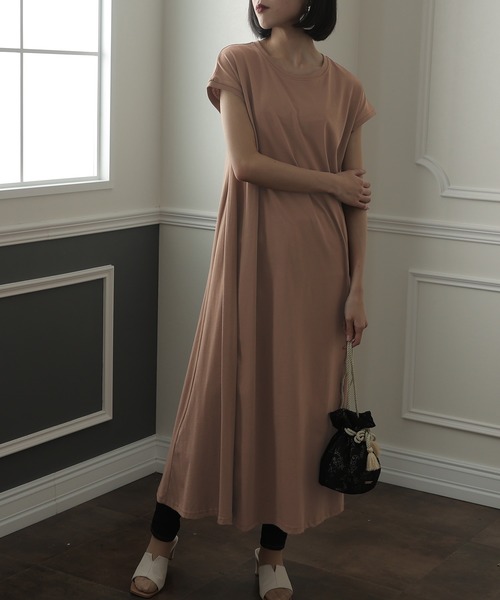 Aラインフレンチスリーブワンピース（ワンピース）｜ElegChic