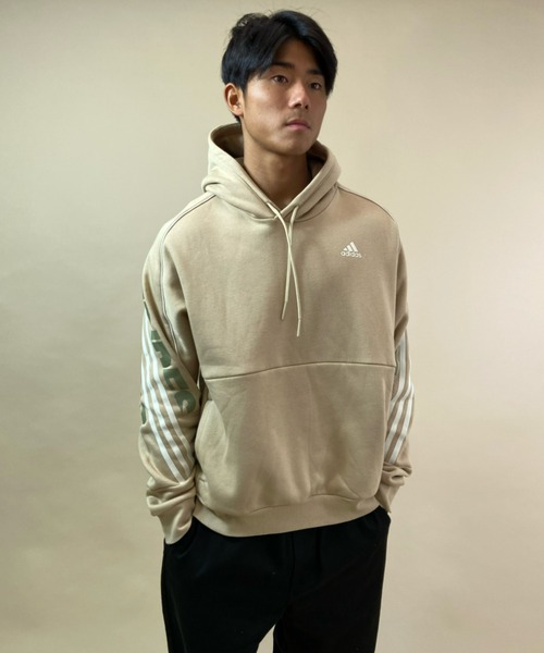 adidas(アディダス)の「adidas/アディダス スリーストライプ ルーズシルエットパーカー BN647(パーカー・メンズ・ブラック/グレー/ベージュ・L/O/M/XO)」の11枚目の写真