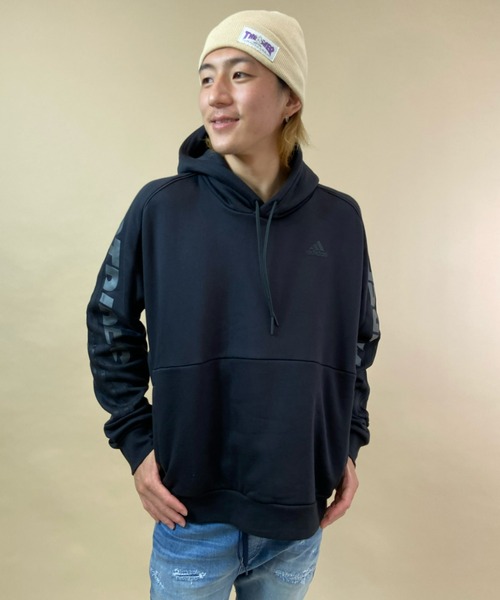 adidas(アディダス)の「adidas/アディダス スリーストライプ ルーズシルエットパーカー BN647(パーカー・メンズ・ブラック/グレー/ベージュ・L/O/M/XO)」の4枚目の写真