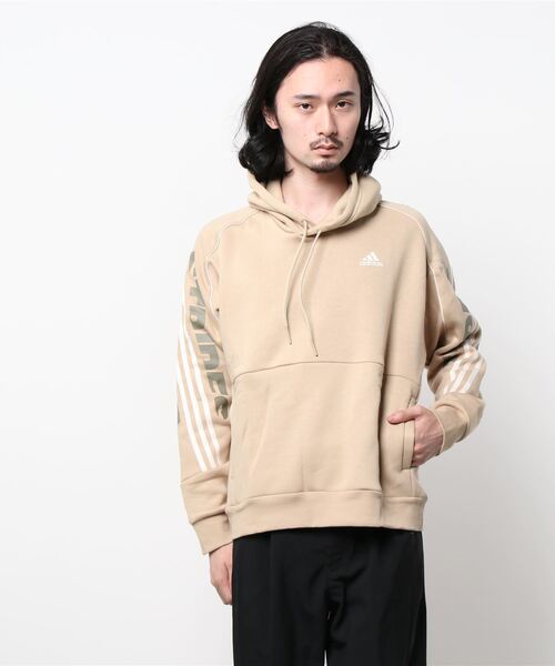 adidas(アディダス)の「adidas/アディダス スリーストライプ ルーズシルエットパーカー BN647(パーカー・メンズ・ブラック/グレー/ベージュ・L/O/M/XO)」の20枚目の写真