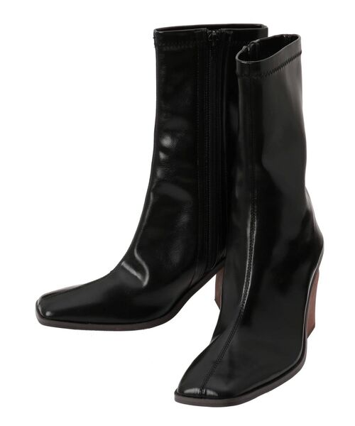 merry jenny（メリージェニー）の「woodヒールミドルブーツ（ブーツ・レディース・ブラック/ライトブルー/ベージュ/ダークブラウン・MEDIUM/LARGE）」の9枚目の写真