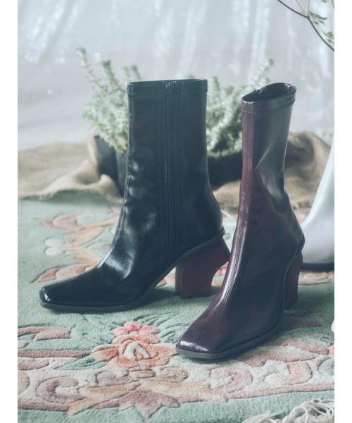 merry jenny（メリージェニー）の「woodヒールミドルブーツ（ブーツ・レディース・ブラック/ライトブルー/ベージュ/ダークブラウン・MEDIUM/LARGE）」の14枚目の写真