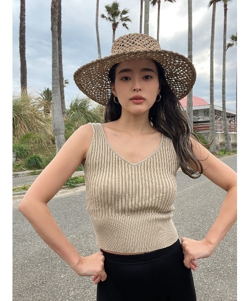 TRUNC（トランクエイティーエイト）の「Switch Knitting TOPS（タンクトップ・レディース・ブラック/ブラウン/ベージュ・FREE）」の9枚目の写真