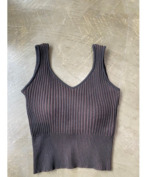 TRUNC（トランクエイティーエイト）の「Switch Knitting TOPS（タンクトップ・レディース・ブラック/ブラウン/ベージュ・FREE）」の5枚目の写真