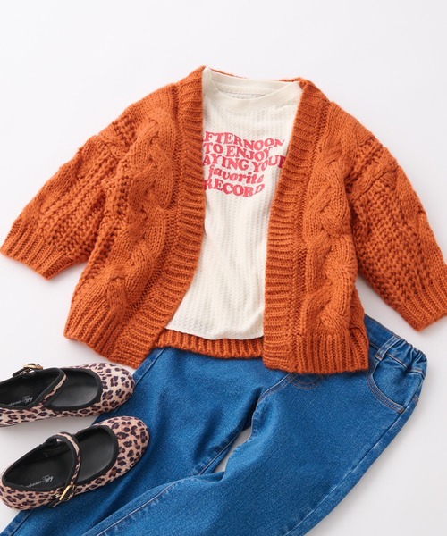 CIAOPANIC TYPY(チャオパニックティピー)の「【KIDS】【ZOZOTOWN限定】モヘアライクケーブルルーズニットカーディガン(カーディガン/ボレロ・キッズ・アイボリー/グレー/サンドベージュ/グリーン/ブルー/オレンジ・SMALL/MEDIUM/LARGE/X-LARGE/XX-LARGE)」の6枚目の写真