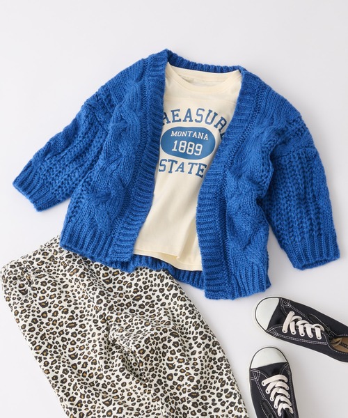 CIAOPANIC TYPY(チャオパニックティピー)の「【KIDS】【ZOZOTOWN限定】モヘアライクケーブルルーズニットカーディガン(カーディガン/ボレロ・キッズ・アイボリー/グレー/サンドベージュ/グリーン/ブルー/オレンジ・SMALL/MEDIUM/LARGE/X-LARGE/XX-LARGE)」の5枚目の写真