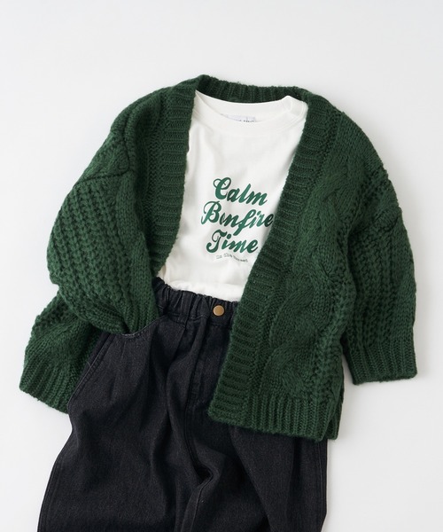 CIAOPANIC TYPY(チャオパニックティピー)の「【KIDS】【ZOZOTOWN限定】モヘアライクケーブルルーズニットカーディガン(カーディガン/ボレロ・キッズ・アイボリー/グレー/サンドベージュ/グリーン/ブルー/オレンジ・SMALL/MEDIUM/LARGE/X-LARGE/XX-LARGE)」の4枚目の写真