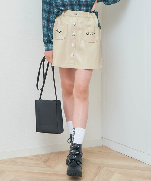 algy（アルジー）の「/前ポケ台形スカパン（スカート・キッズ・ベージュ/ブラック/インディゴブルー/ミント・X-SMALL/XXX-SMALL/MEDIUM/SMALL/XX-SMALL）」の2枚目の写真