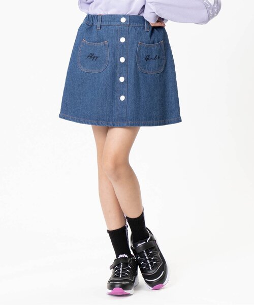 algy（アルジー）の「/前ポケ台形スカパン（スカート・キッズ・ベージュ/ブラック/インディゴブルー/ミント・X-SMALL/XXX-SMALL/MEDIUM/SMALL/XX-SMALL）」の4枚目の写真