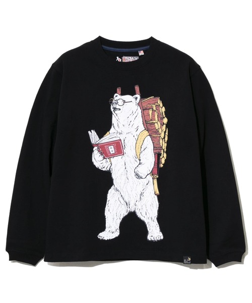 超ヘビーusa C Slow 金次郎クマ トップス ロングスリーブtee W Tシャツ カットソー Go 金次郎クマ Slow Caravan ゴースローキャラバン のファッション