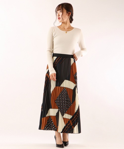 FUNALIVE（ファンアライブ）の「PULUTOARLE ﾊﾟｯﾁﾜｰｸﾌﾟﾘﾝﾄﾌﾟﾘｰﾂｽｶｰﾄ（スカート・レディース・カーキ/モカ・L/M）」の5枚目の写真