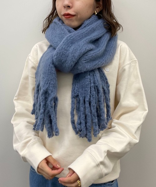 CAPRICIEUX LE'MAGE（カプリシューレマージュ）の「リサイクルフリンジストール（マフラー・レディース・アイボリー/ライトグレー/セージグリーン/ブルー・ONE SIZE）」の13枚目の写真