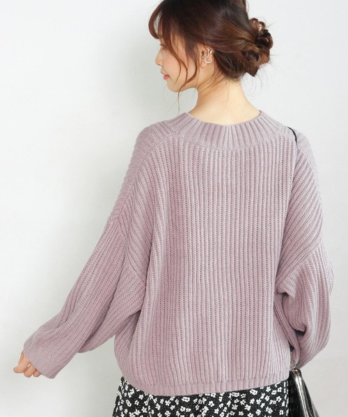 Crisp yours（クリスプユアーズ）の「【WEB限定】ルーズショートニット（ニット/セーター・レディース・チャコールグレー/パープル/グレー・FREE）」の16枚目の写真