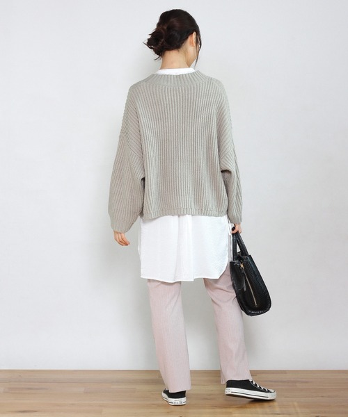 Crisp yours（クリスプユアーズ）の「【WEB限定】ルーズショートニット（ニット/セーター・レディース・チャコールグレー/パープル/グレー・FREE）」の17枚目の写真