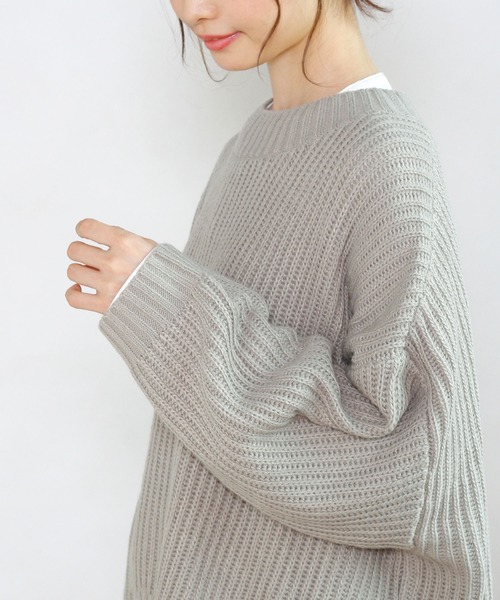 Crisp yours（クリスプユアーズ）の「【WEB限定】ルーズショートニット（ニット/セーター・レディース・チャコールグレー/パープル/グレー・FREE）」の13枚目の写真