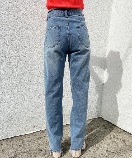 esutoreja（エストレジャ）の「ウエストデザインダメージデニム（デニムパンツ・レディース・ブルー・S/M）」の12枚目の写真