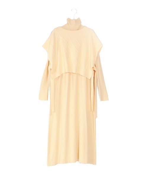 Bab（バブ）の「ケーブルトップ＆タートルニットワンピースセット（ワンピース・レディース・アイボリー/チャコールグレー/モカ/ライトブルー・38）」の16枚目の写真