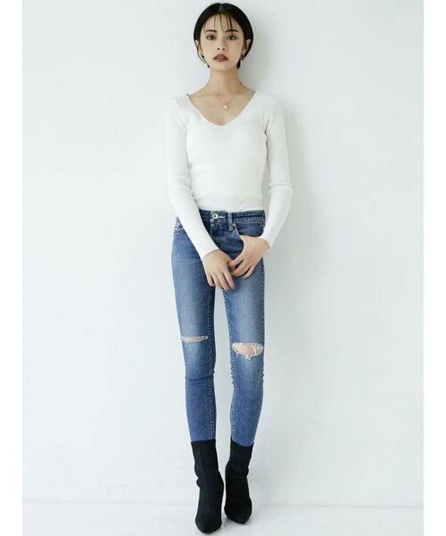 GYDA J/W ポケットデザインKNEEダメージスキニーデニムパンツ GYDA（ジェイダ）の「J/W ポケットデザインKNEEダメージスキニー