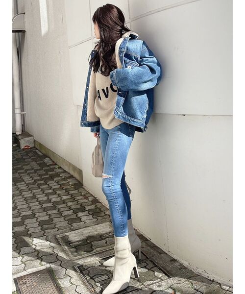 GYDA（ジェイダ）の「J/W ポケットデザインKNEEダメージスキニーデニム 