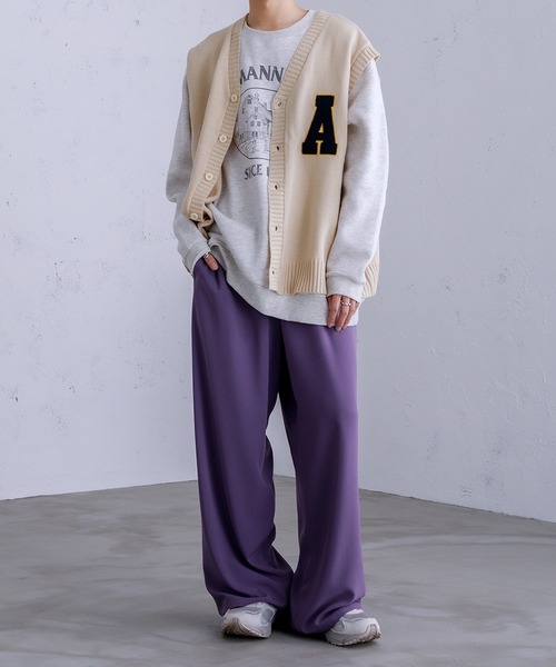 Adoon plain（アドーンプレーン）の「【Adoon plain】ニットベスト（ベスト・メンズ・ベージュ/ダークブルー・LARGE/MEDIUM）」の9枚目の写真