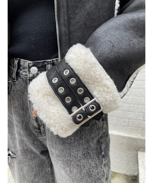EGOIST（エゴイスト）の「フェイクムートンパイピングボアジャケット（その他アウター・レディース・ブラック/ブラウン・FREE）」の10枚目の写真