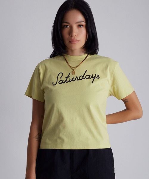 Saturdays NYC（サタデーズ ニューヨークシティ ）の「Script Standard S/S Tee（Tシャツ/カットソー・レディース・ミント/オフホワイト/ブラック・X-SMALL/S/M/L）」の3枚目の写真