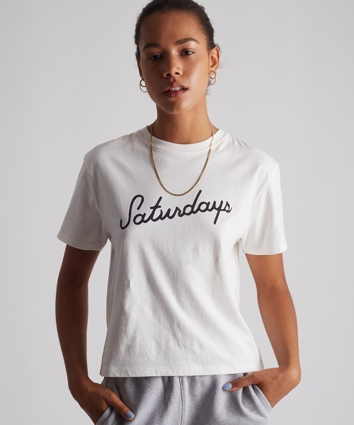 Saturdays NYC（サタデーズ ニューヨークシティ ）の「Script Standard S/S Tee（Tシャツ/カットソー・レディース・ミント/オフホワイト/ブラック・X-SMALL/S/M/L）」の9枚目の写真