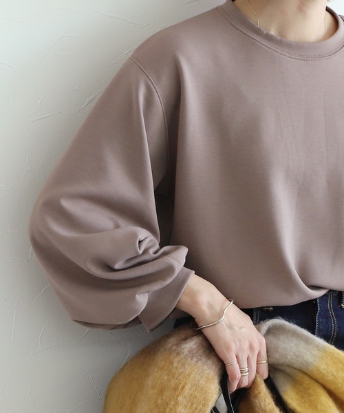 reca（レカ）の「ボリュームスリーブショート丈プルオーバー（Tシャツ/カットソー・レディース・ブラック/チャコールグレー/モカ・FREE）」の14枚目の写真
