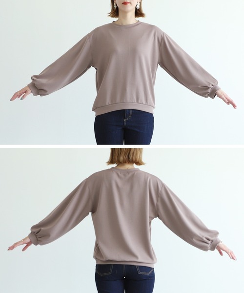 reca（レカ）の「ボリュームスリーブショート丈プルオーバー（Tシャツ/カットソー・レディース・ブラック/チャコールグレー/モカ・FREE）」の17枚目の写真