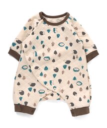 /ニットキルト前開き総柄カバーオール(はりねずみ柄)