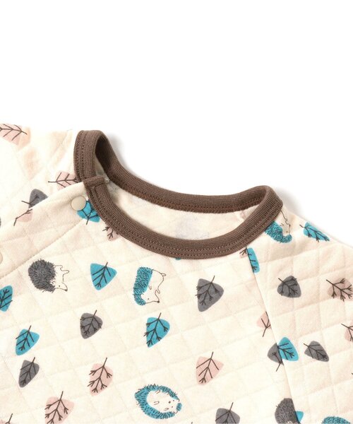 Ampersand（アンパサンド）の「/ニットキルト前開き総柄カバーオール(はりねずみ柄）（肌着・キッズ・ベージュ/オフホワイト・80/70/60）」の5枚目の写真