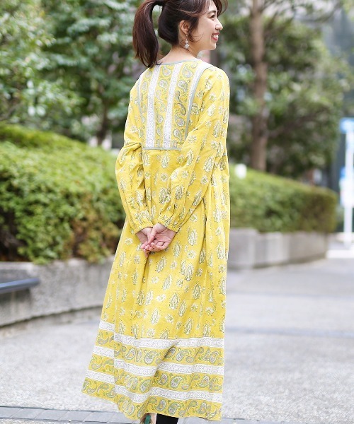 チチカカ(チチカカ)の「エコフレンドリーダイ ミルパブロックプリントワンピース(ワンピース・レディース・イエロー/ブラック・FREE)」の5枚目の写真