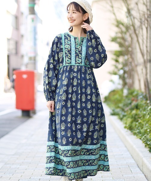 チチカカ(チチカカ)の「エコフレンドリーダイ ミルパブロックプリントワンピース(ワンピース・レディース・イエロー/ブラック・FREE)」の3枚目の写真