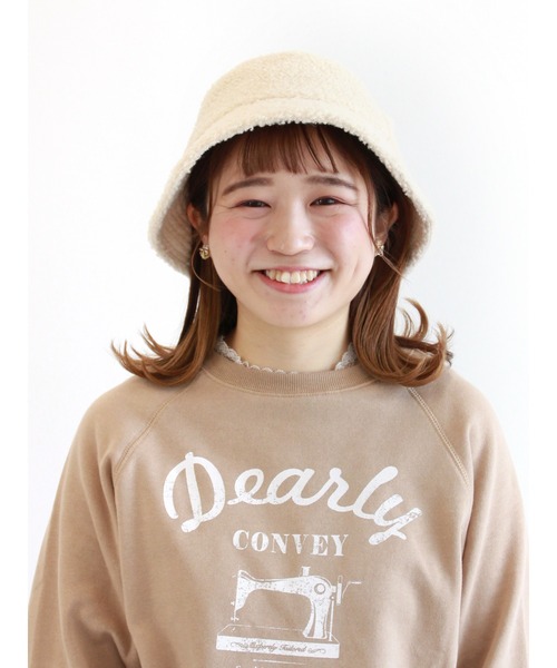 ehka sopo（エヘカソポ）の「ボアバケットハット（ハット・レディース・オフホワイト/ベージュ/モカ・ﾌﾘ-）」の2枚目の写真