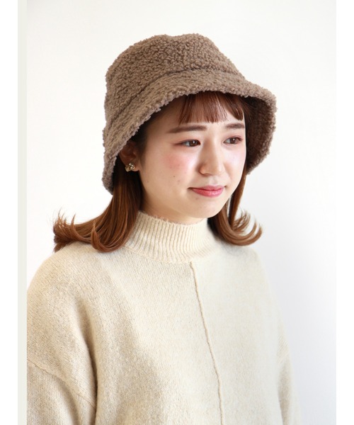 ehka sopo（エヘカソポ）の「ボアバケットハット（ハット・レディース・オフホワイト/ベージュ/モカ・ﾌﾘ-）」の3枚目の写真