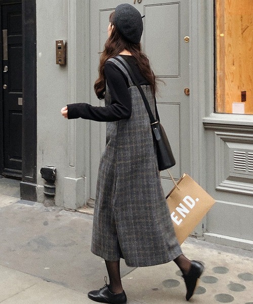MAISON DE THERESE(メゾン ド テレーズ)の「チェックキャミワンピース(ワンピース・レディース・ブラウン/グレー・LARGE/MEDIUM/SMALL/X-LARGE)」の1枚目の写真