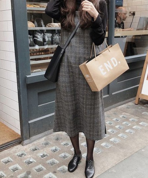 MAISON DE THERESE(メゾン ド テレーズ)の「チェックキャミワンピース(ワンピース・レディース・ブラウン/グレー・LARGE/MEDIUM/SMALL/X-LARGE)」の9枚目の写真