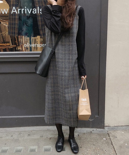 MAISON DE THERESE(メゾン ド テレーズ)の「チェックキャミワンピース(ワンピース・レディース・ブラウン/グレー・LARGE/MEDIUM/SMALL/X-LARGE)」の6枚目の写真