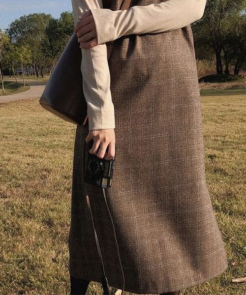 MAISON DE THERESE(メゾン ド テレーズ)の「チェックキャミワンピース(ワンピース・レディース・ブラウン/グレー・LARGE/MEDIUM/SMALL/X-LARGE)」の12枚目の写真