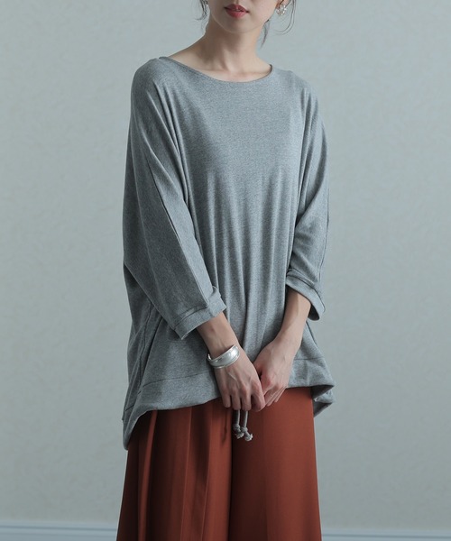 ElegChic(エレグシック)の「コットンフライスヘムロープ入りカットソー(Tシャツ/カットソー・レディース・ホワイト/ベージュ/ブラック/杢グレー・4L/M/XL)」の9枚目の写真