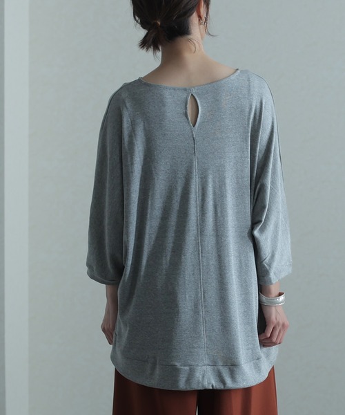 ElegChic(エレグシック)の「コットンフライスヘムロープ入りカットソー(Tシャツ/カットソー・レディース・ホワイト/ベージュ/ブラック/杢グレー・4L/M/XL)」の11枚目の写真